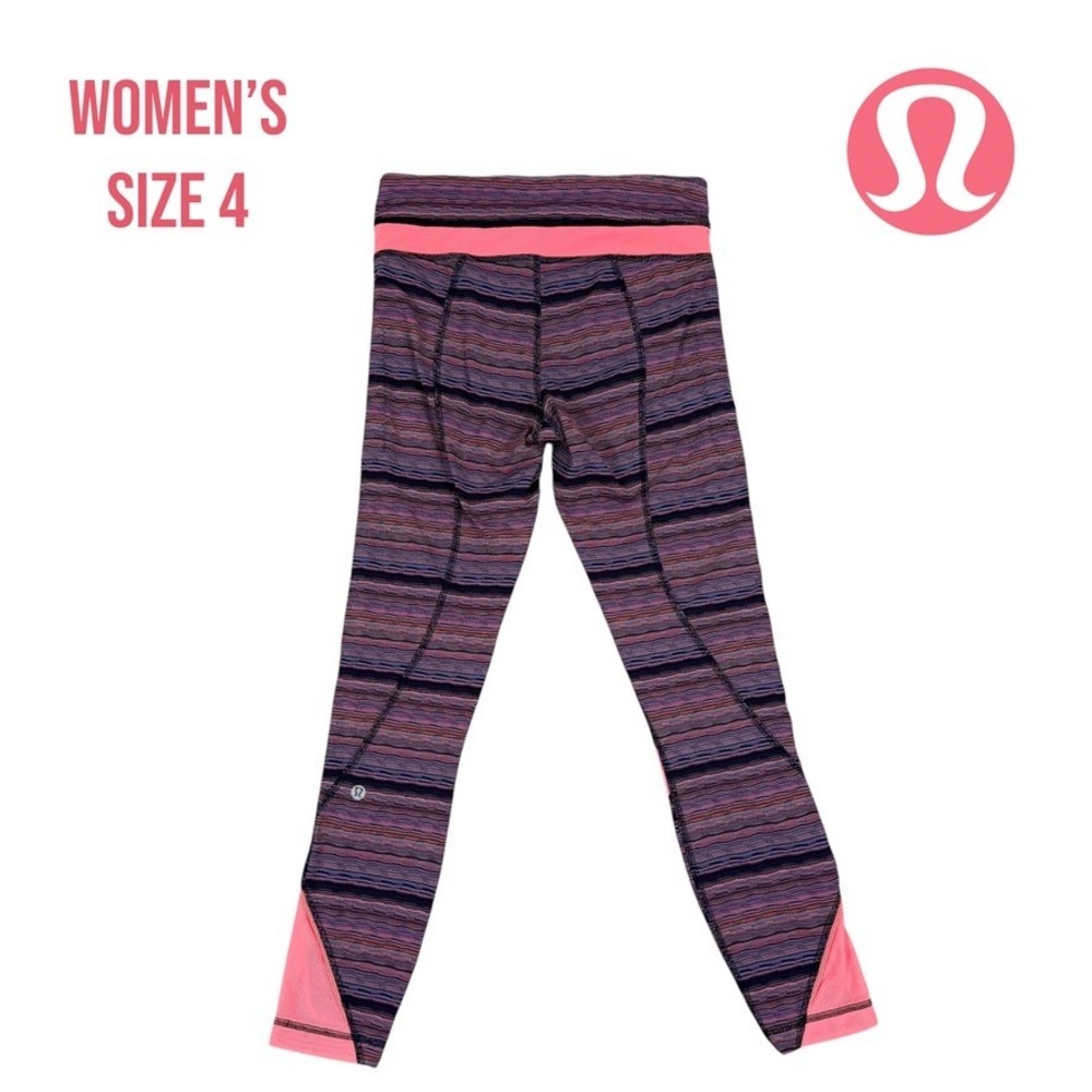 Lululemon Speed Tight IV Striped Pink Full-Length Leggings Women's Size 4